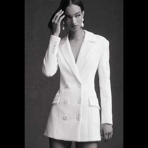 MISHA COLLECTION Elegant White Double-Breasted Dress